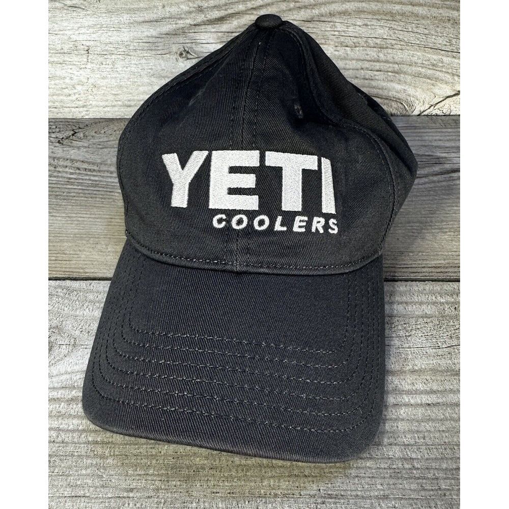Yeti Coolers Mens Gray White Adjustable Strapback Baseball Cap Hat One Size